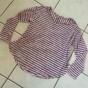 Faded Glory Purple Striped Long Sleeve Tee